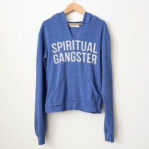 Spiritual Gangster Women's Logo Hoodie Sweatshirt Size S Blue Boho Loungewear